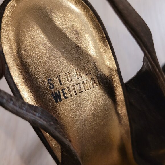 STUART WEITZMAN | Satin Slingback Open Toe Heels | Sz. 7.5 - Picture 3 of 10